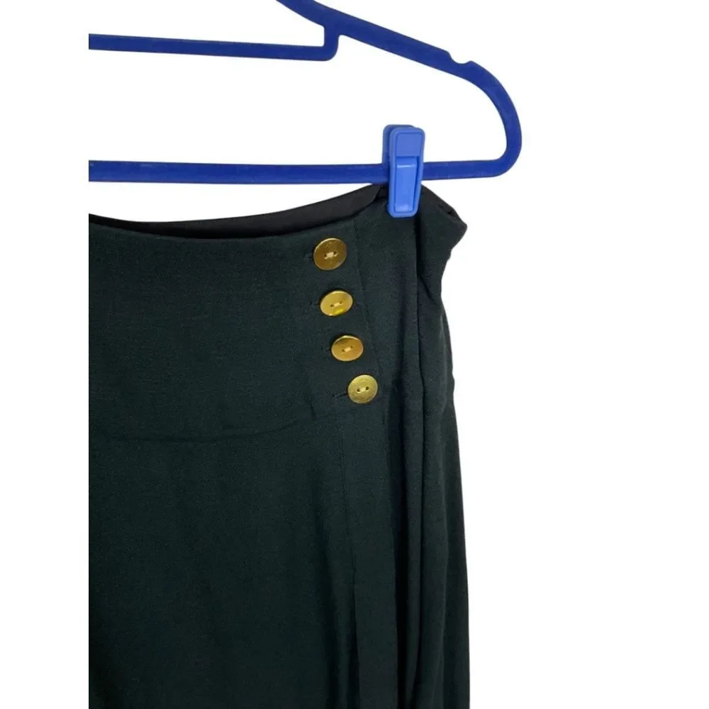 J. Crew Black Midi Skirt with Gold Buttons